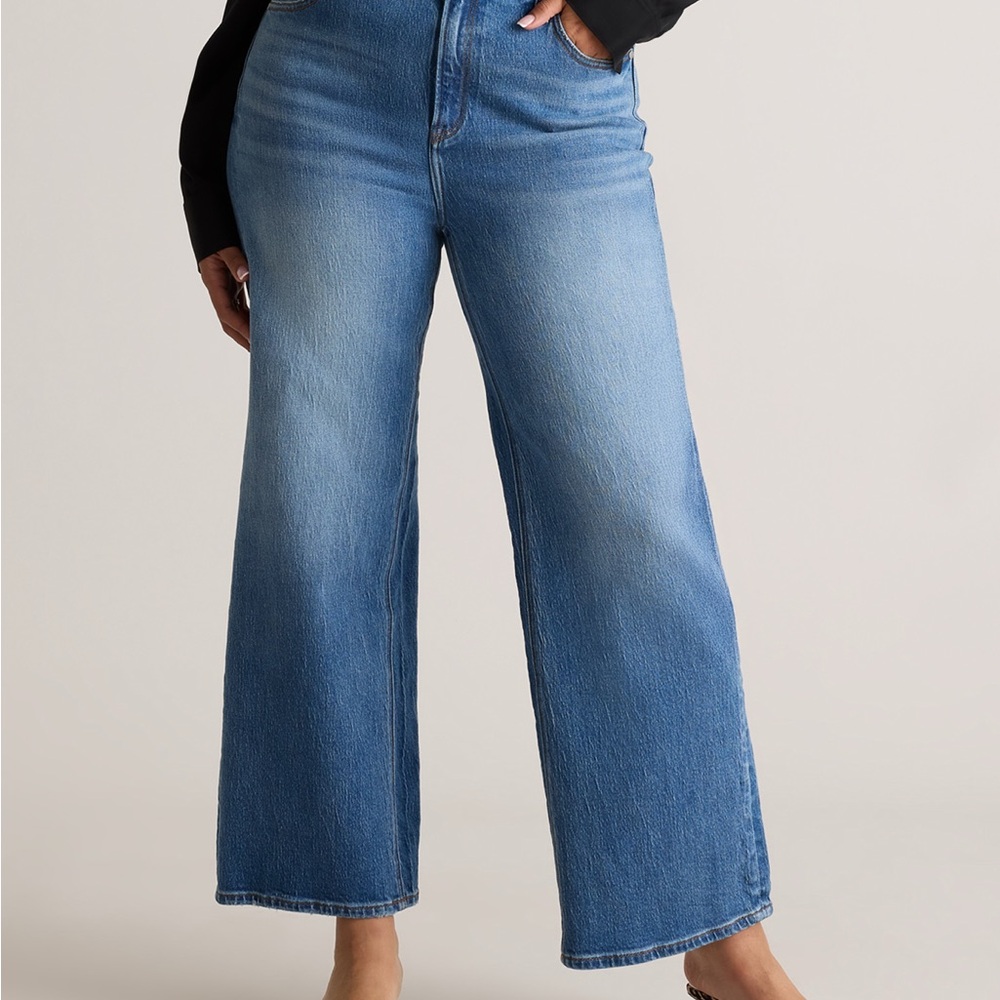 Quince Women's Wide-Leg High-Rise Jeans - Atlantic Blue